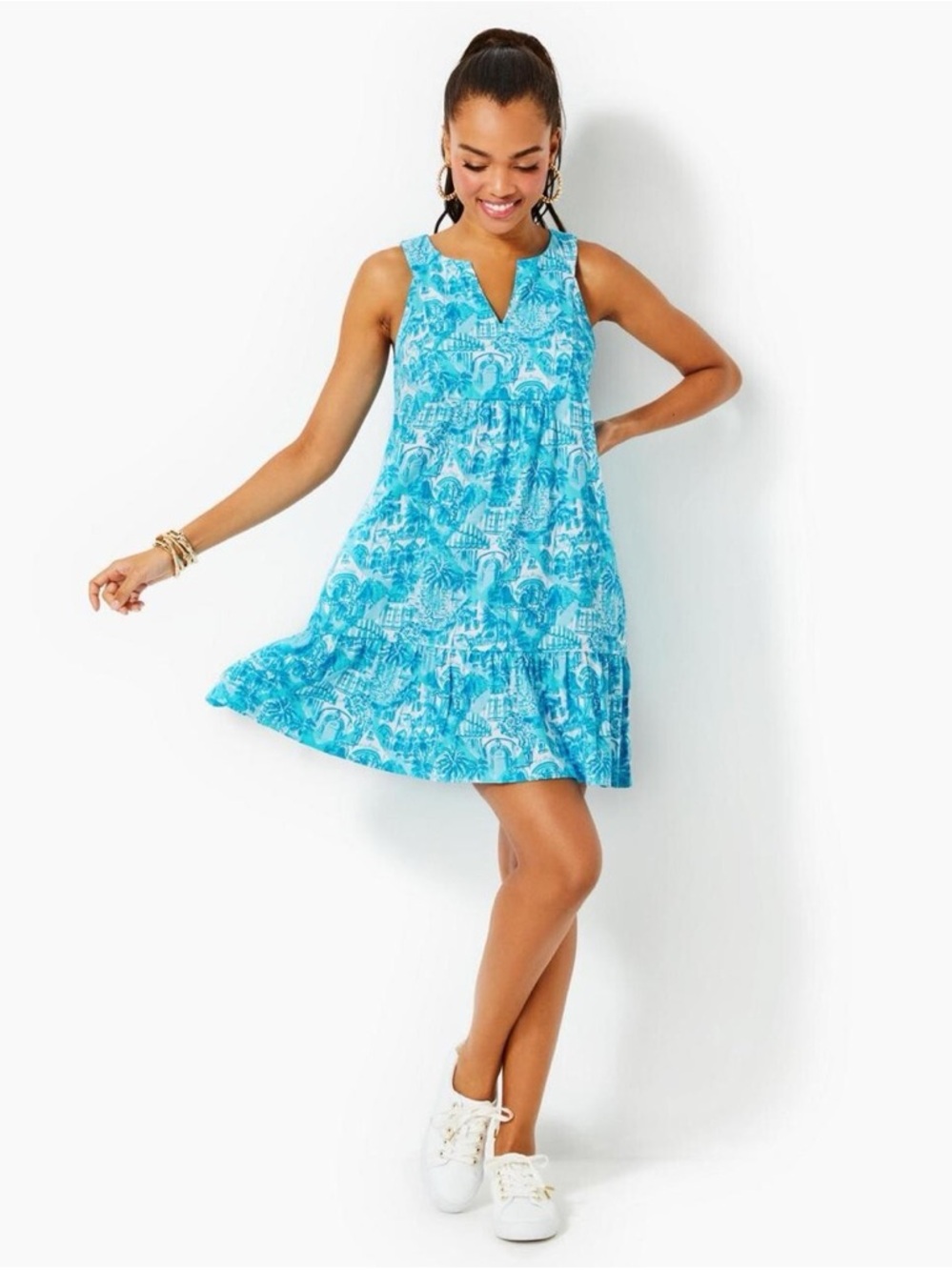 Lilly Pulitzer Lindy Dress Amalfi Blue Sunny State Of Mind Sleeveless